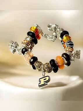 Purdue boilermakers beaded charm bracelet